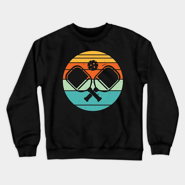 Pickleball Sunset retro vintage look for Crewneck Sweatshirt by Peco-Designs